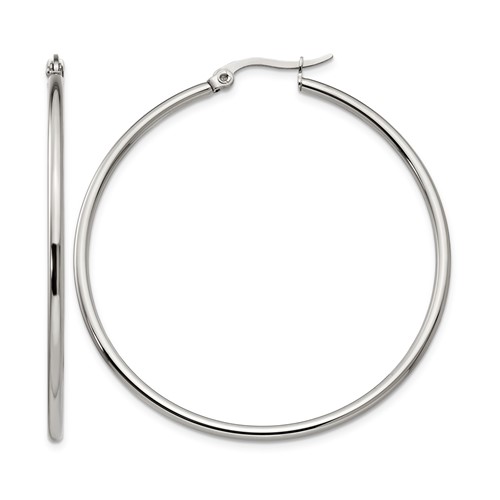 Chisel Stainless Steel Polished 48mm Diameter 2mm Hoop Earrings