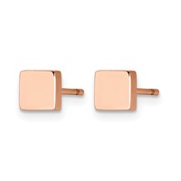 Chisel Stainless Steel Polished Rose IP-plated Square Post Earrings view 3