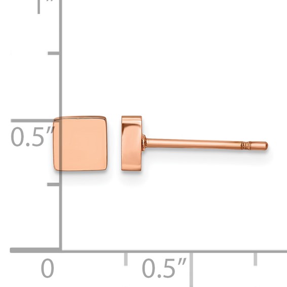 Chisel Stainless Steel Polished Rose IP-plated Square Post Earrings