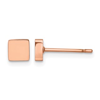 Chisel Stainless Steel Polished Rose IP-plated Square Post Earrings