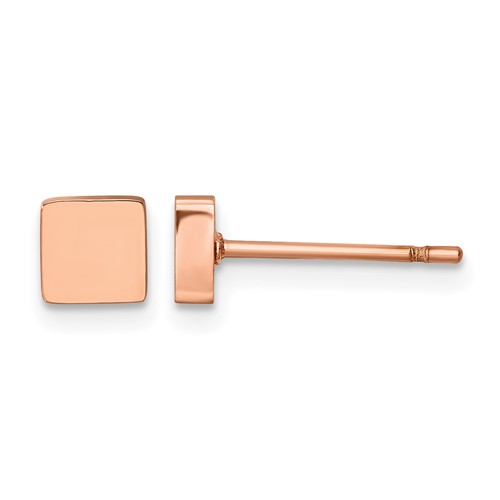 Chisel Stainless Steel Polished Rose IP-plated Square Post Earrings