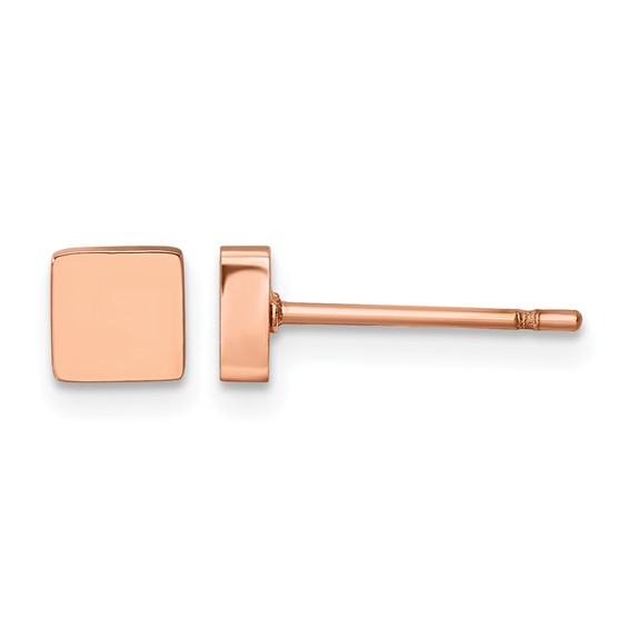 Chisel Stainless Steel Polished Rose IP-plated Square Post Earrings
