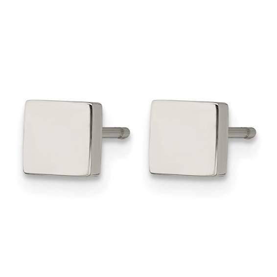 Chisel Stainless Steel Polished Square Post Earrings