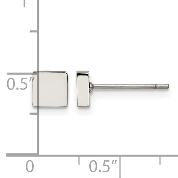 Chisel Stainless Steel Polished Square Post Earrings