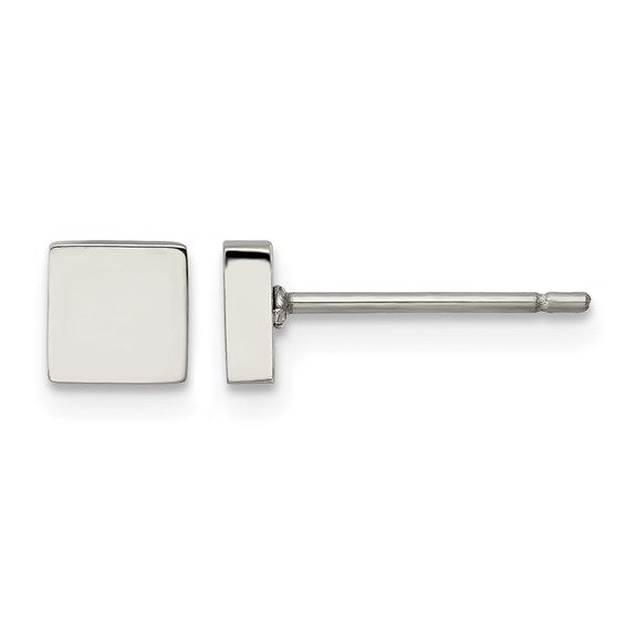 Chisel Stainless Steel Polished Square Post Earrings