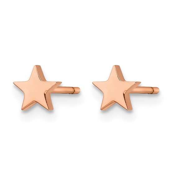 Chisel Stainless Steel Polished Rose IP-plated Star Post Earrings
