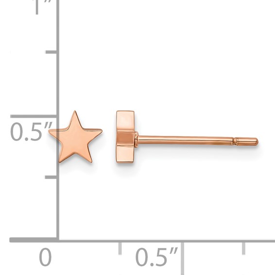 Chisel Stainless Steel Polished Rose IP-plated Star Post Earrings