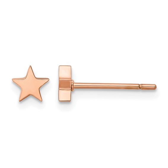 Chisel Stainless Steel Polished Rose IP-plated Star Post Earrings