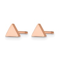 Chisel Stainless Steel Polished Rose IP-plated Triangle Post Earrings view 3