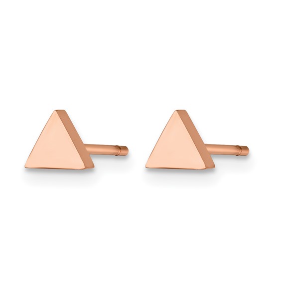 Chisel Stainless Steel Polished Rose IP-plated Triangle Post Earrings