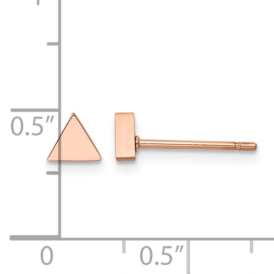 Chisel Stainless Steel Polished Rose IP-plated Triangle Post Earrings