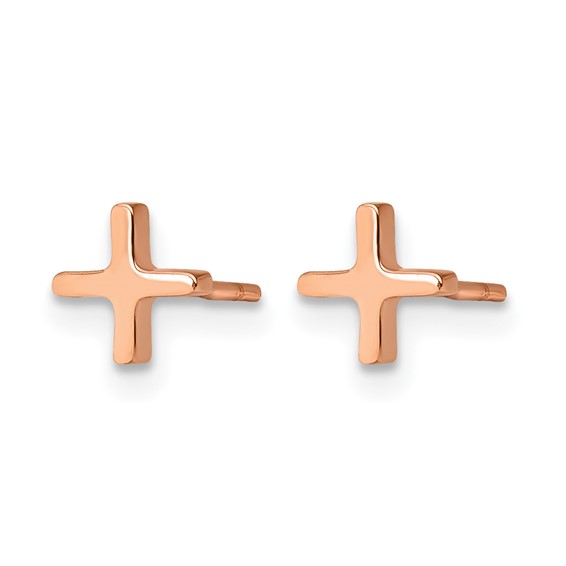 Chisel Stainless Steel Polished Rose IP-plated X Post Earrings