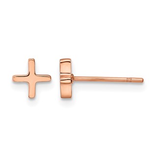 Chisel Stainless Steel Polished Rose IP-plated X Post Earrings