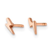 Chisel Stainless Steel Polished Rose IP-plated Lightning Bolt Post Earrings view 3