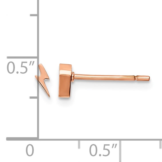 Chisel Stainless Steel Polished Rose IP-plated Lightning Bolt Post Earrings
