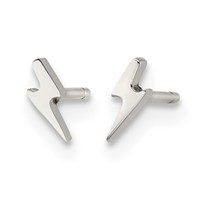 Chisel Stainless Steel Polished Lightning Bolt Post Earrings view 3