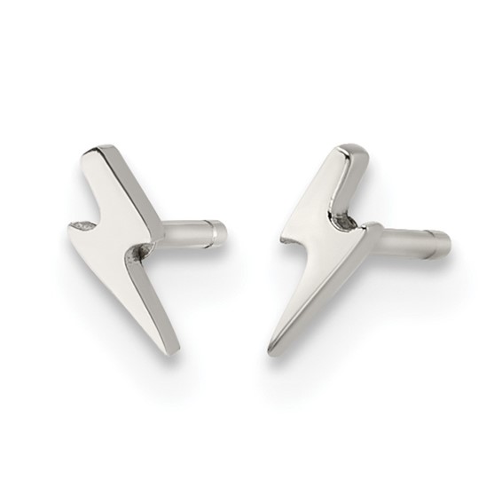 Chisel Stainless Steel Polished Lightning Bolt Post Earrings