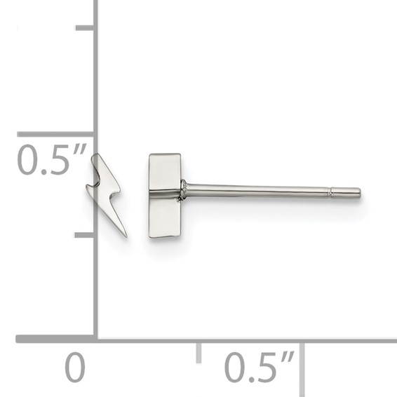 Chisel Stainless Steel Polished Lightning Bolt Post Earrings