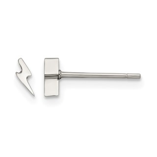 Chisel Stainless Steel Polished Lightning Bolt Post Earrings