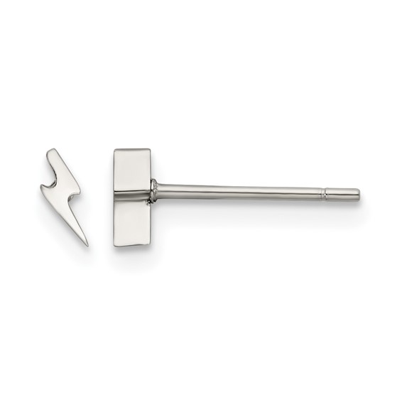 Chisel Stainless Steel Polished Lightning Bolt Post Earrings