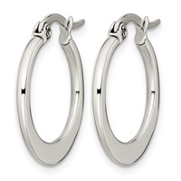Chisel Stainless Steel Polished 19mm Diameter Hoop Earrings view 3