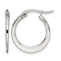 Chisel Stainless Steel Polished 19mm Diameter Hoop Earrings view 1