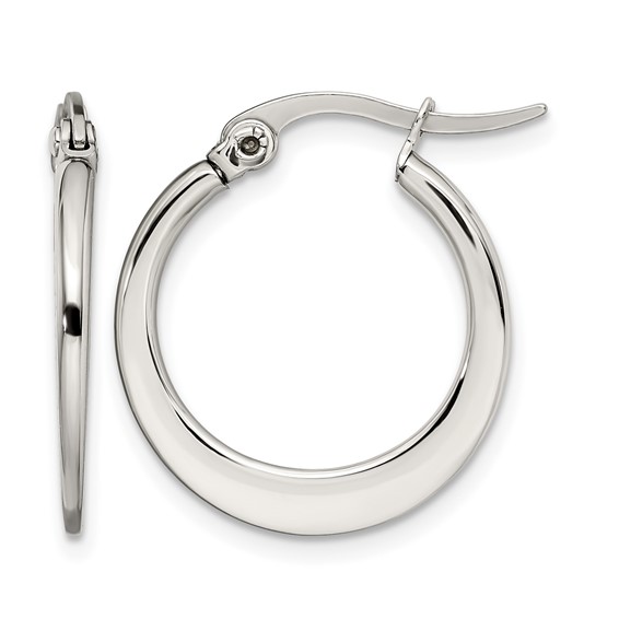 Chisel Stainless Steel Polished 19mm Diameter Hoop Earrings