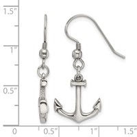 Chisel Stainless Steel Polished Anchor Dangle Shepherd Hook Earrings view 4