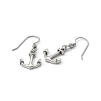 Chisel Stainless Steel Polished Anchor Dangle Shepherd Hook Earrings view 5