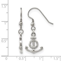 Stainless Steel Polished Anchor Dangle Shepherd Hook Earrings view 3
