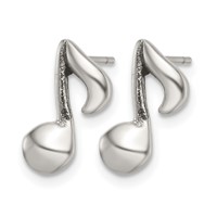 Chisel Stainless Steel Polished Music Note Post Earrings view 3