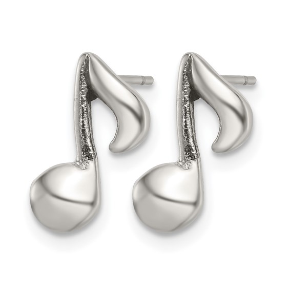 Chisel Stainless Steel Polished Music Note Post Earrings