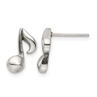 Chisel Stainless Steel Polished Music Note Post Earrings view 1