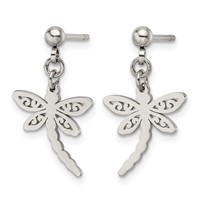 Chisel Stainless Steel Polished Dragonfly Post Dangle Earrings view 3