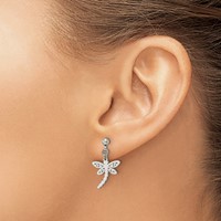 Chisel Stainless Steel Polished Dragonfly Post Dangle Earrings view 4