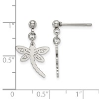 Chisel Stainless Steel Polished Dragonfly Post Dangle Earrings view 5