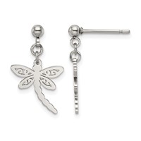 Chisel Stainless Steel Polished Dragonfly Post Dangle Earrings view 1