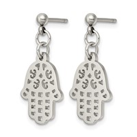 Chisel Stainless Steel Polished Chamseh Hamsa Post Dangle Earrings view 3