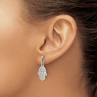 Chisel Stainless Steel Polished Chamseh Hamsa Post Dangle Earrings view 4