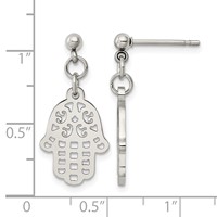 Chisel Stainless Steel Polished Chamseh Hamsa Post Dangle Earrings view 5
