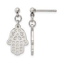 Chisel Stainless Steel Polished Chamseh Hamsa Post Dangle Earrings view 1