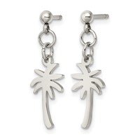 Chisel Stainless Steel Polished Palm Tree Post Dangle Earrings view 3