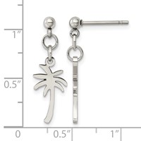 Chisel Stainless Steel Polished Palm Tree Post Dangle Earrings view 5