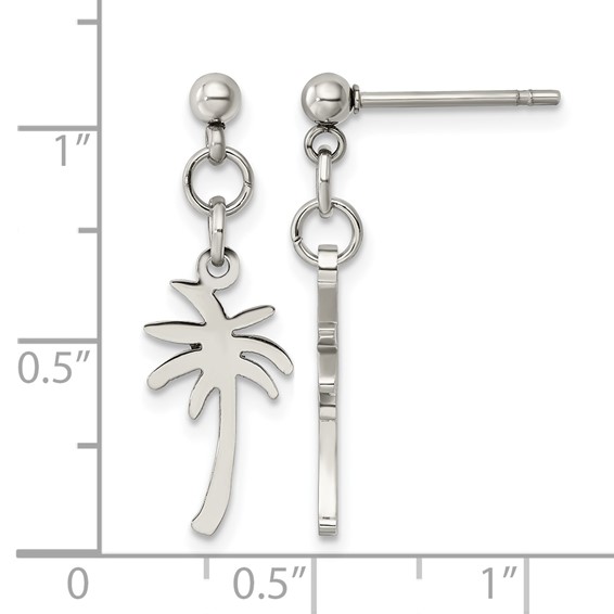 Chisel Stainless Steel Polished Palm Tree Post Dangle Earrings