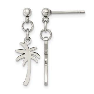Chisel Stainless Steel Polished Palm Tree Post Dangle Earrings