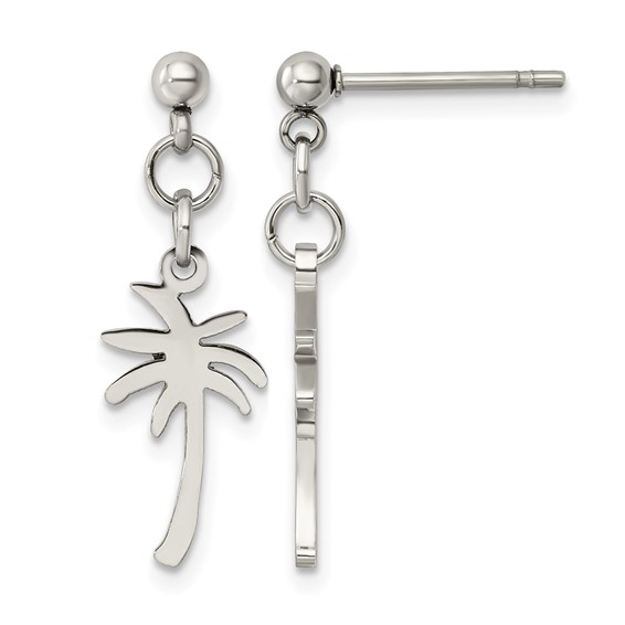 Chisel Stainless Steel Polished Palm Tree Post Dangle Earrings