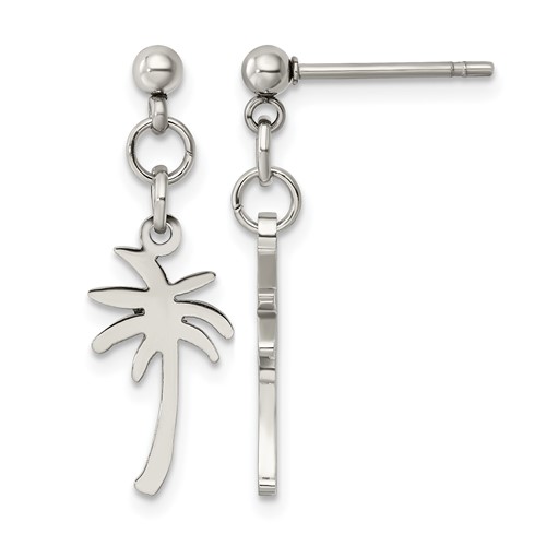 Chisel Stainless Steel Polished Palm Tree Post Dangle Earrings