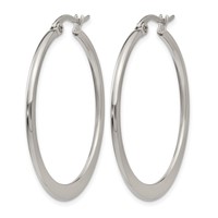Chisel Stainless Steel Polished 34mm Diameter Hoop Earrings view 3