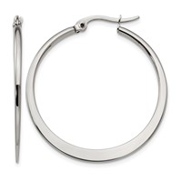 Chisel Stainless Steel Polished 34mm Diameter Hoop Earrings view 1