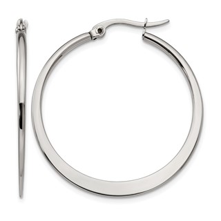 Chisel Stainless Steel Polished 34mm Diameter Hoop Earrings